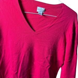 Chico's V-Neck Sweater in Vibrant red